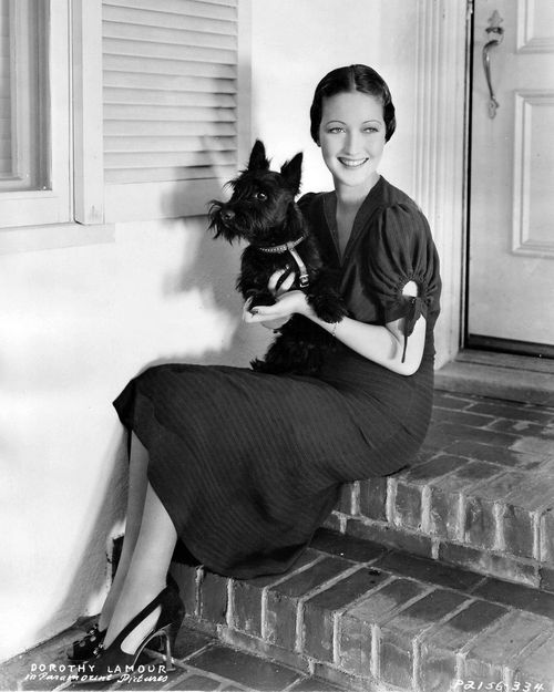 Dorothy Lamour and a Scottie.