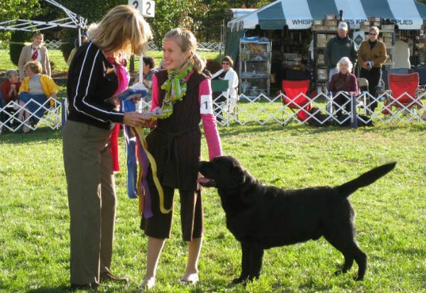 Carolyn after winning ribbons at a show