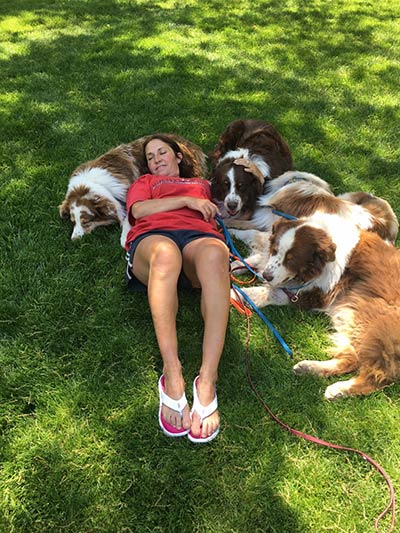 duthie and her dogs 