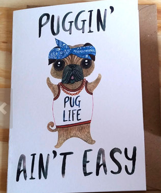 pug birthday card